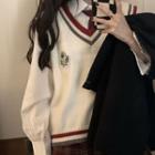 Sweater Vest / Plaid Pleated Skirt / Tie / Set