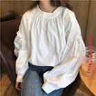 Frill Trim Puff-sleeve Blouse White - One Size
