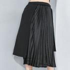 Asymmetric Accordion Pleat Midi Skirt Black - One Size