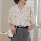 Short-sleeve Geometric Pattern Shirt