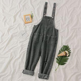 Washed Harem Denim Jumper Pants