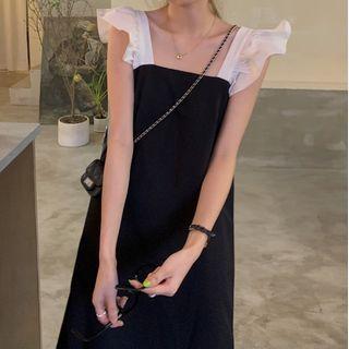 Color-block Spaghetti-strap Dress