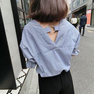 Key-hole Back Striped Top