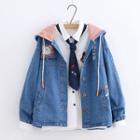 Hooded Button Denim Jacket / Long-sleeve Shirt