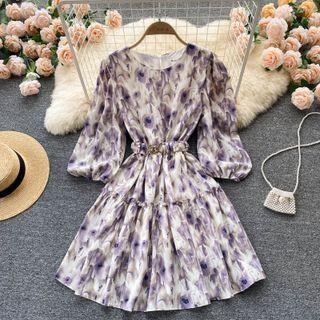 Tie-dye Puff-sleeve Dress