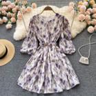 Tie-dye Puff-sleeve Dress