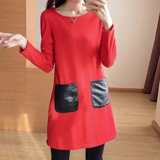 Long-sleeve Pocketed T-shirt Mini Dress