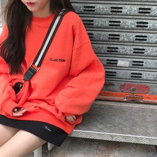 Letter Embroidered Pullover / Mini A-line Skirt