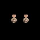 Houndstooth Heart Fabric Alloy Dangle Earring
