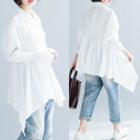 Pleated Asymmetric Shirt White - One Size