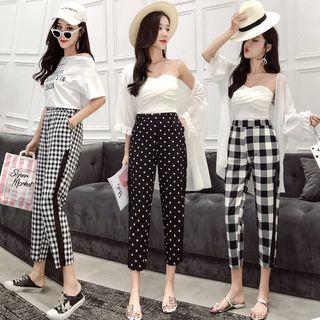 Chiffon Panel Pattern Pants