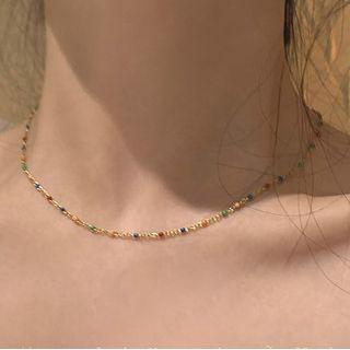 Acrylic Alloy Choker 1pc - Gold & Green & Blue - One Size