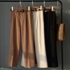 Straight Cut Cropped Pants With Belt