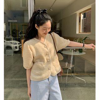 Short-sleeve Tweed Cardigan