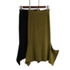 Asymmetrical Midi Knit Skirt