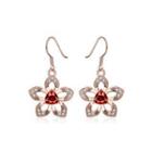 Fashion Elegant Plated Rose Gold Flower Red Cubic Zircon Earrings Rose Gold - One Size