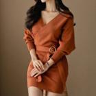 V-neck Dolman Sleeve Knit Dress