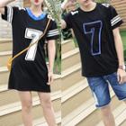 Couple Matching Number Print Short Sleeve T-shirt / T-shirt Dress