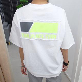 Tall Size Patch-trim Cotton T-shirt