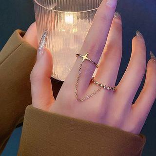 Cross Chained Double Alloy Ring