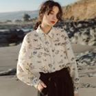 Set: Floral Print Shirt + Camisole Floral - Beige - One Size
