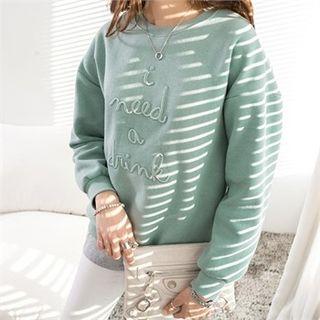 Brushed-fleece Lined Letter-embroidered Sweatshirt