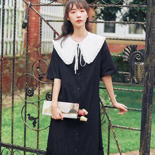 Short-sleeve Ruffled Collared Dress