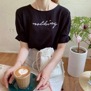 Letter Print Textured Top
