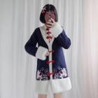 Mock Two-piece Embroidered Frog-buttoned Coat