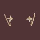 Faux Pearl Rhinestone Drop Earring 1 Pair - Drop Earring - S925silver - Gold & White - One Size