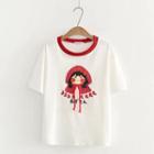 Cartoon Print Short-sleeve T-shirt As Shown In Figure - One Size