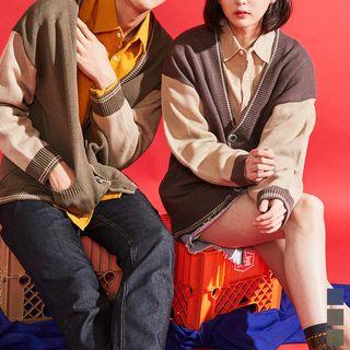 Couple Two-tone Boxy Cardigan