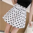 Dotted Pleated Mini A-line Skirt