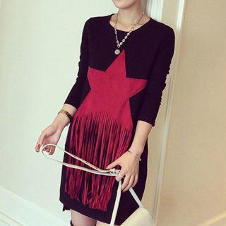 Star Appliqu  Tassel T-shirt Dress