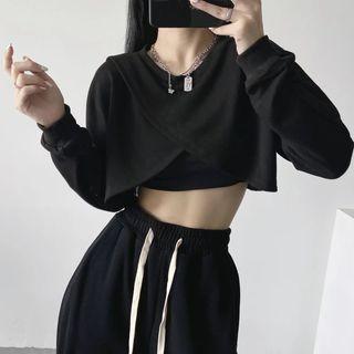 Long-sleeve Asymmetrical Cropped Sweatshirt