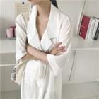 Notched Lapel 3/4-sleeve Shirt Dress