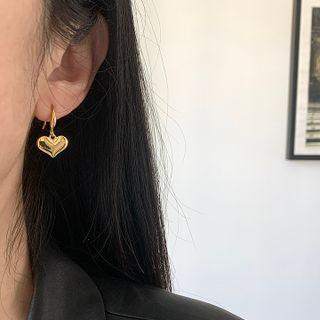 Heart Stainless Steel Dangle Earring 1 Pair - Gold - One Size