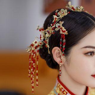 Floral Headpiece / Set Set Of 7 - Red - One Size