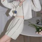 Set: Open Front Jacket + Camisole Top + Mini Skirt