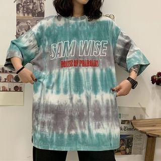 Short-sleeve Tie-dye Print Lettering T-shirt
