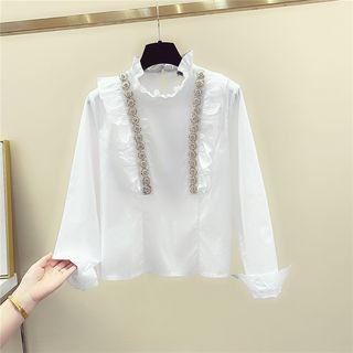 Beaded-detail Ruffle-trim Shirt