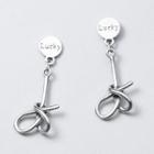 925 Sterling Silver Lettering Knot Drop Earring 1 Pair - S925 Silver - One Size