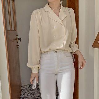 [lovb] Double-button Crepe Shirt