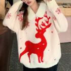 Collared Fleece-lined Christmas Themed Sweater