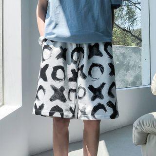 Print Wide Leg Sweatshorts