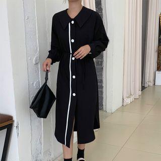 Tie-waist Midi Shirtdress Black - One Size