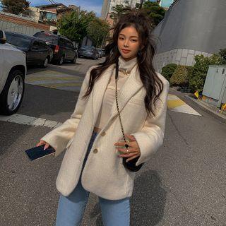 Padded-shoulder Wool Blend Jacket