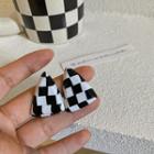 Triangle Checker Earring 1 Pair - Black & White - One Size