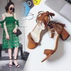 Genuine Leather Chunky Heel Ankle Strap Sandals