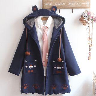 Ear Hooded Button Coat / Shirt / Set